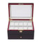 Premium Slot Wood Watch Display Case With Glass Top Lock Elegant Watch Storage Organizer 2