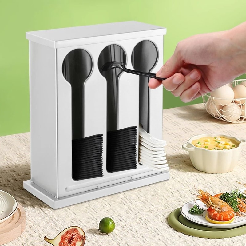 Premium Stainless Steel Utensil Dispenser Station Kitchen Countertop Organizer Holder 2