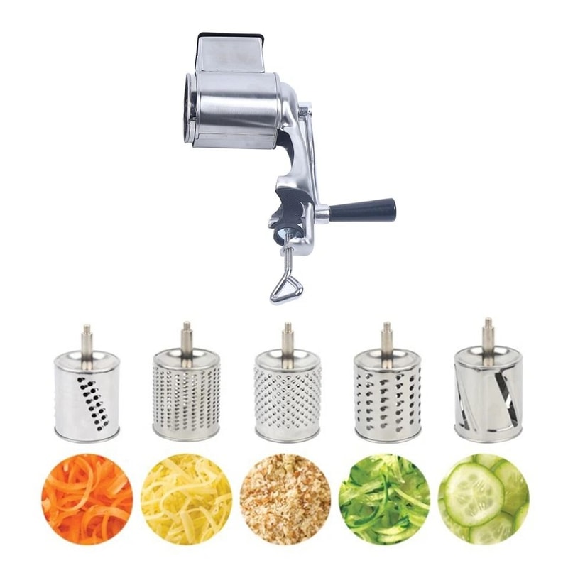 Premium Manual Rotary Grater Stainless Steel Vegetable Grinder Coconut Shredder Hand Cheese Grate 1