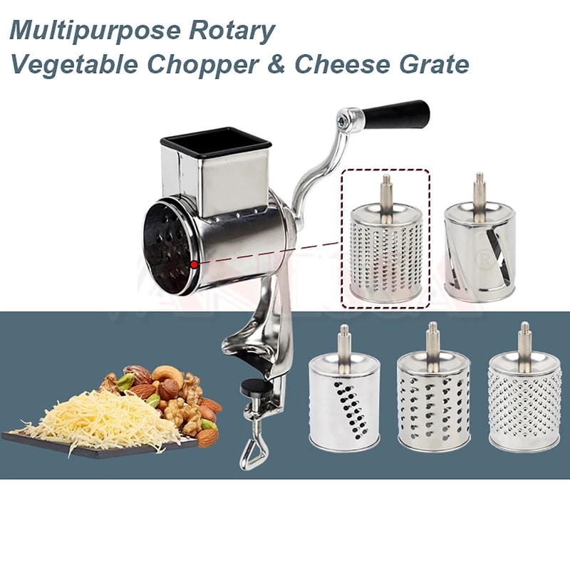 Premium Manual Rotary Grater Stainless Steel Vegetable Grinder Coconut Shredder Hand Cheese Grate 9