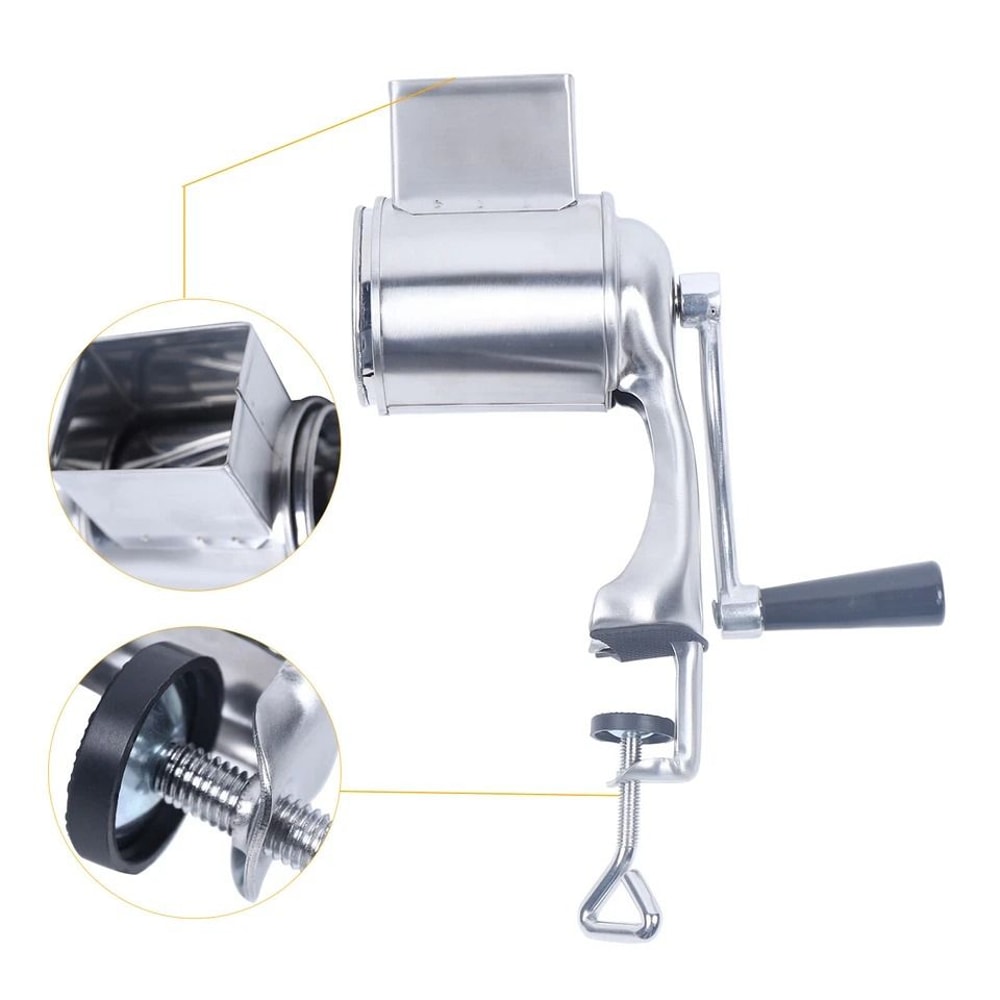 Premium Manual Rotary Grater Stainless Steel Vegetable Grinder Coconut Shredder Hand Cheese Grate 7