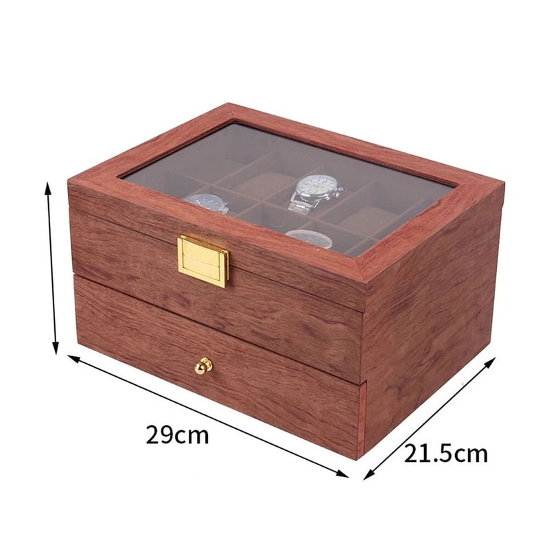 Premium Wood Watch Display Box With Slots Elegant Watch Storage Organizer Case 1