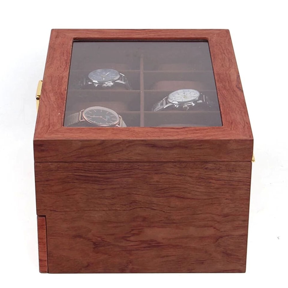 Premium Wood Watch Display Box With Slots Elegant Watch Storage Organizer Case 2