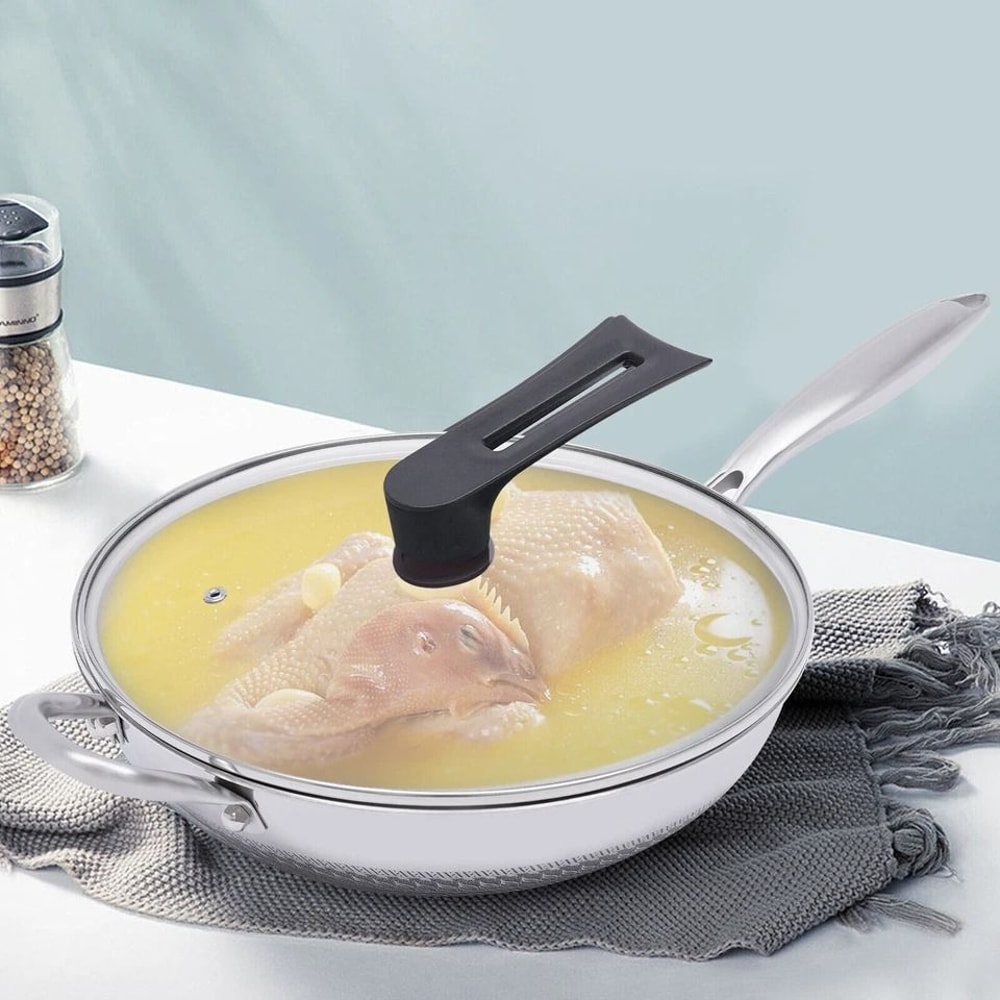 Premium Double Sided Honeycomb Non Stick Stainless Steel Wok Pan With Lid Induction Gas Compatible 7
