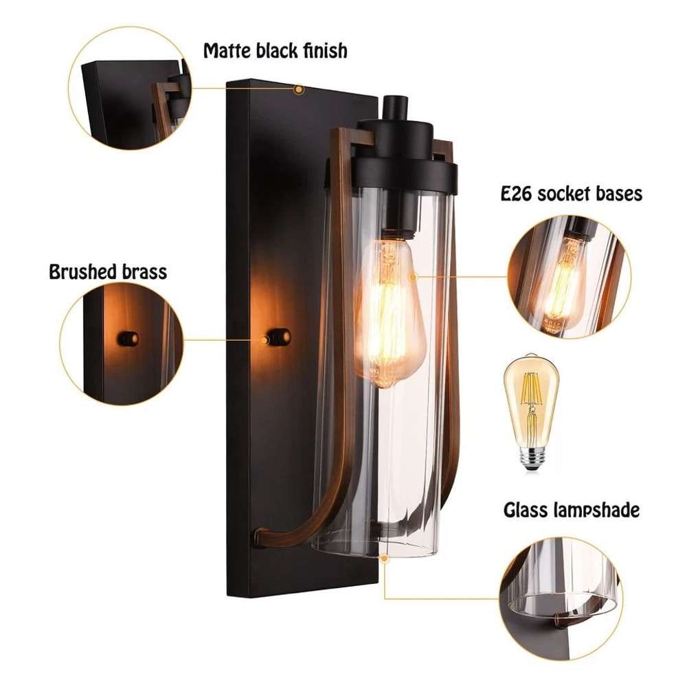 Retro Industrial Wall Sconce Black Farmhouse Wall Lamp For Indoor Decor 4