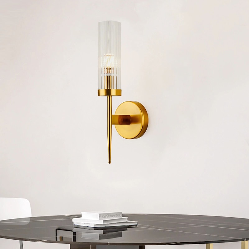 Modern Gold Wall Sconce With Glass Shade For Hallway Bedroom Bathroom 0