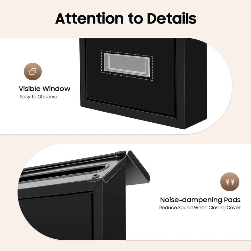 Secure Black Wall Mount Mailbox With Locking Door And Keys 5