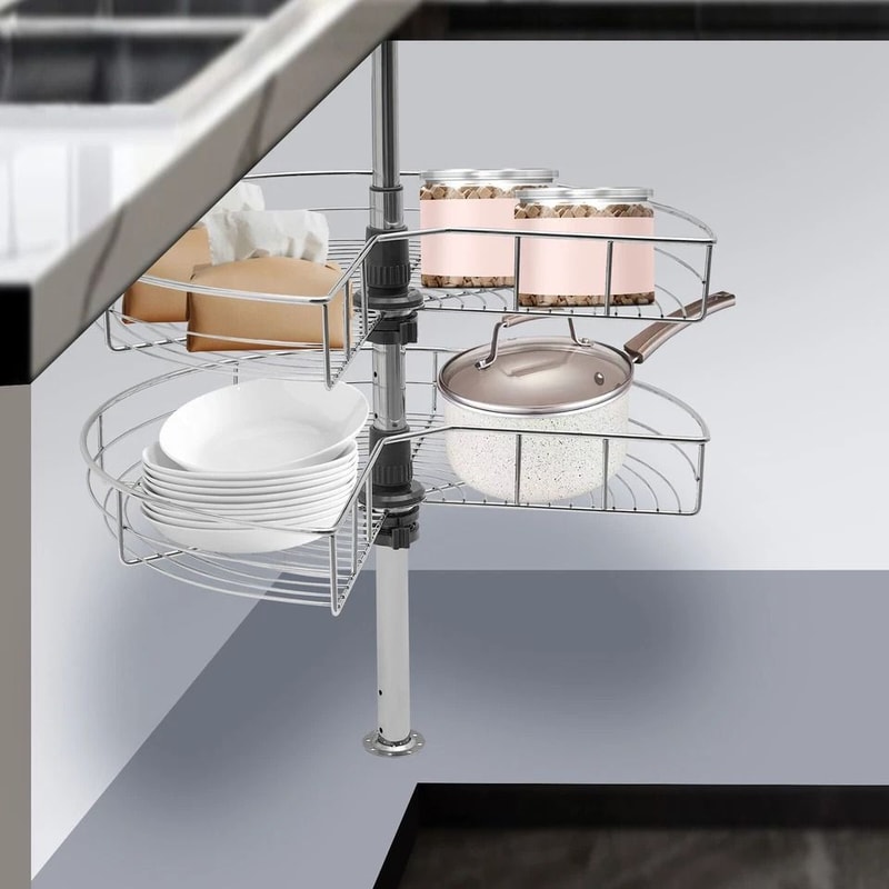 Kidney Shaped Lazy Susan Shelf Corner Cabinet Organizer 1
