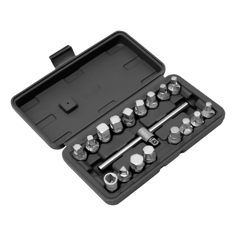 Oil Drain Plug Socket Set With Drive T Bar For Gearbox And Axle Service 5