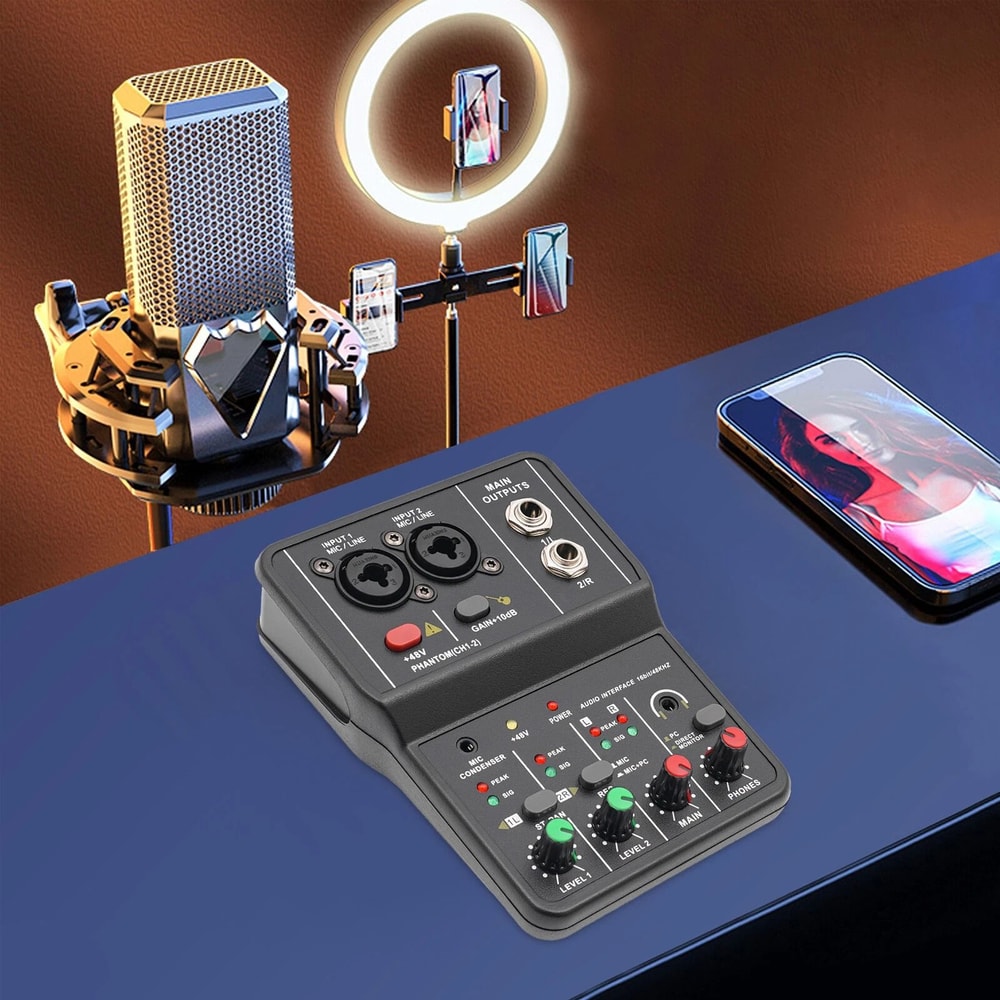 Professional Channel USB Audio Mixer with Bluetooth Sound Mixing Console
