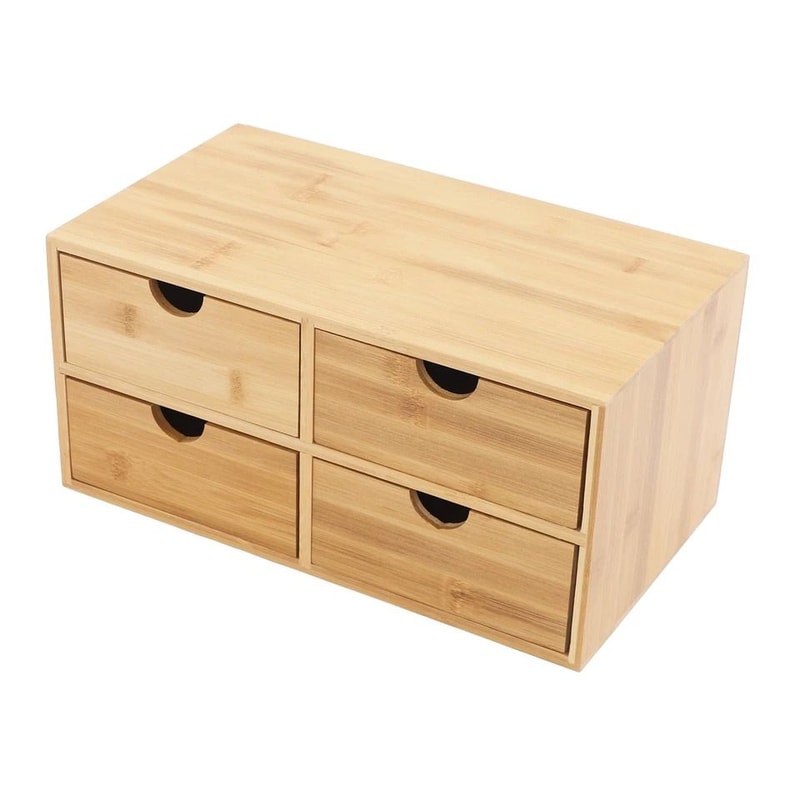 Drawer Bamboo Desk Organizer For Office Supplies And Tabletop Storage 5