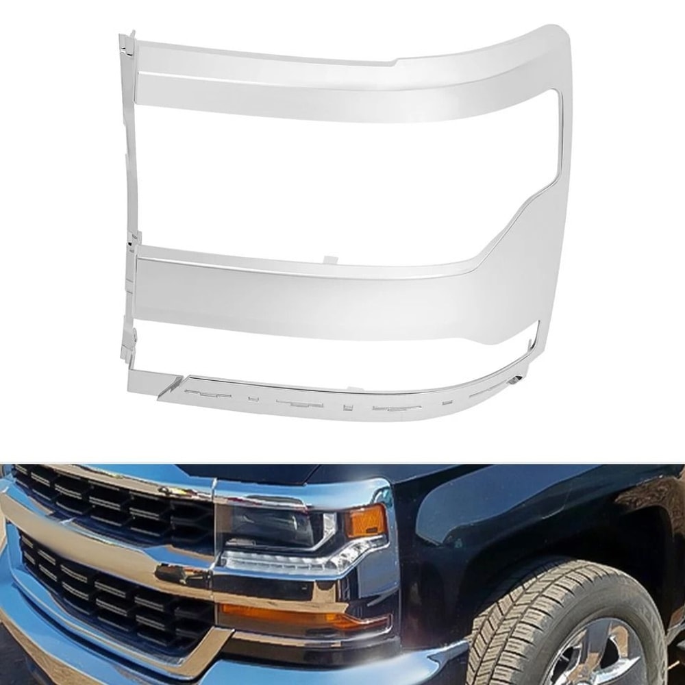 Chevy Silverado Headlight Trim Driver Side Chrome LH Bezel Cover 2