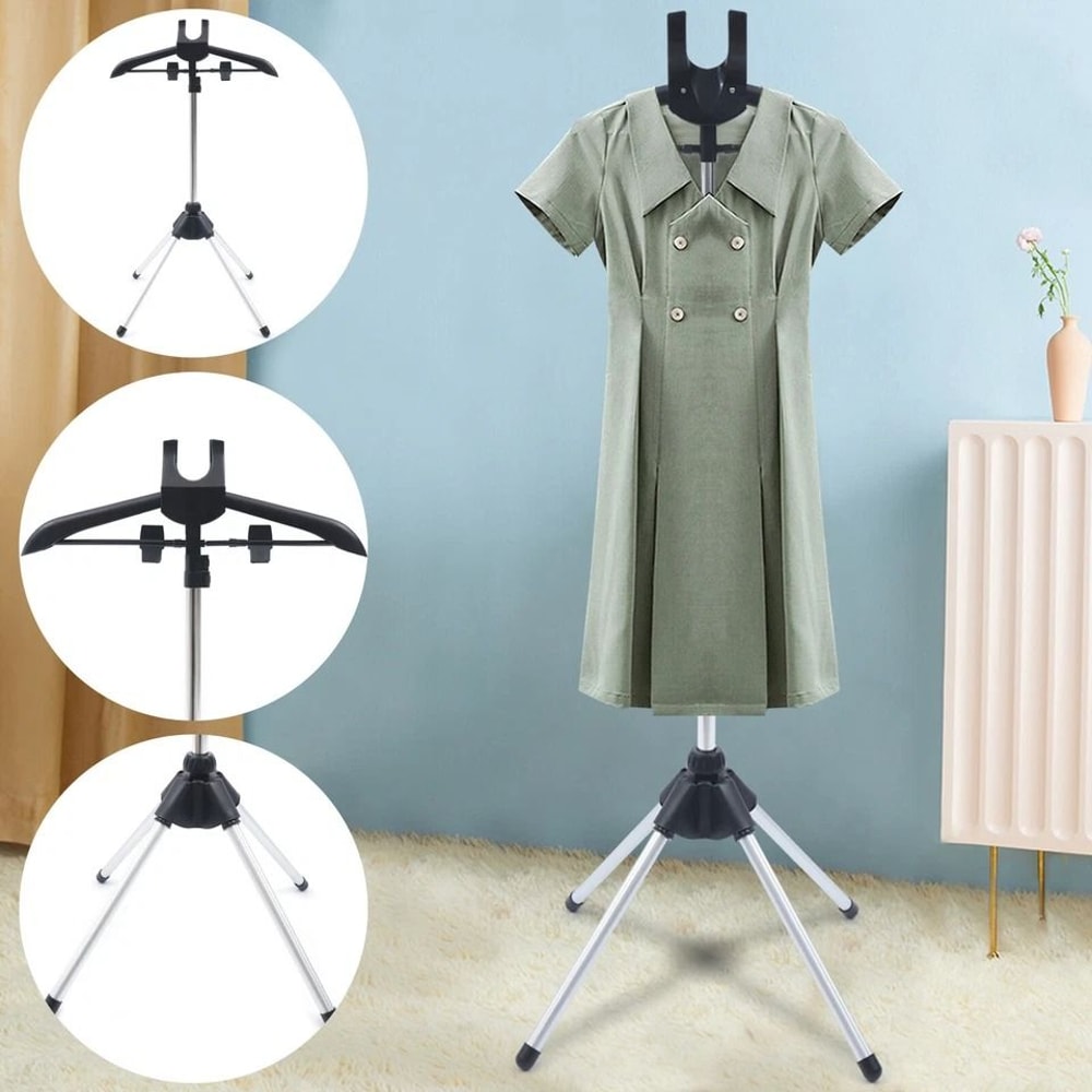 Portable Garment Steamer Holder With Folding Clothes Drying Rack And Clips 1