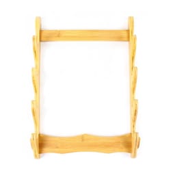 wall mount wooden gun rack natural finish rifle display holder