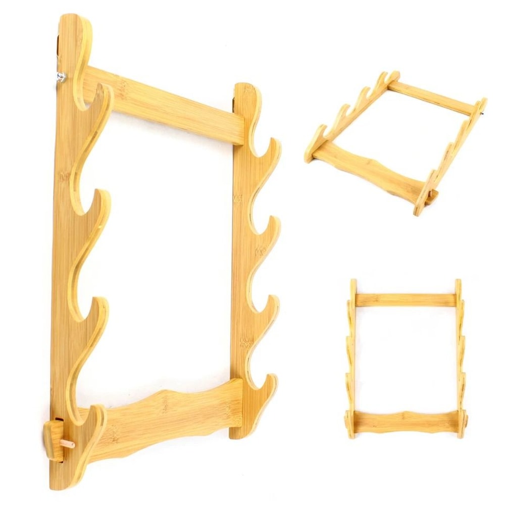 Wall Mount Wooden Gun Rack Natural Finish Rifle Display Holder 2