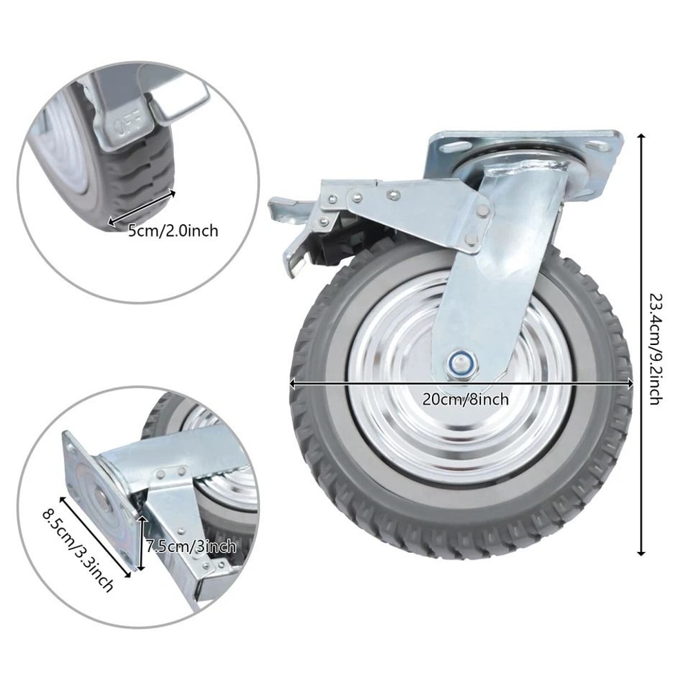 Heavy Duty Caster Wheels With Brake For Carts Equipment And Workshop Use 2