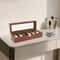 Slot Brown Watch Box With Glass Lid Watch Display Case Organizer 3