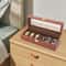 Slot Brown Watch Box With Glass Lid Watch Display Case Organizer 6