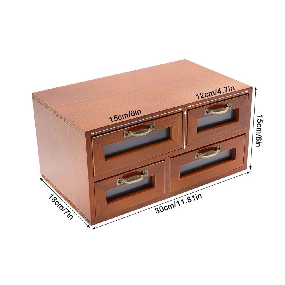 Wooden Desk Organizer With Drawers Drawer Desktop Storage Cabinet 2