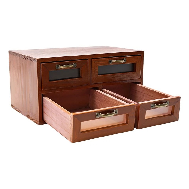 Wooden Desk Organizer With Drawers Drawer Desktop Storage Cabinet 3