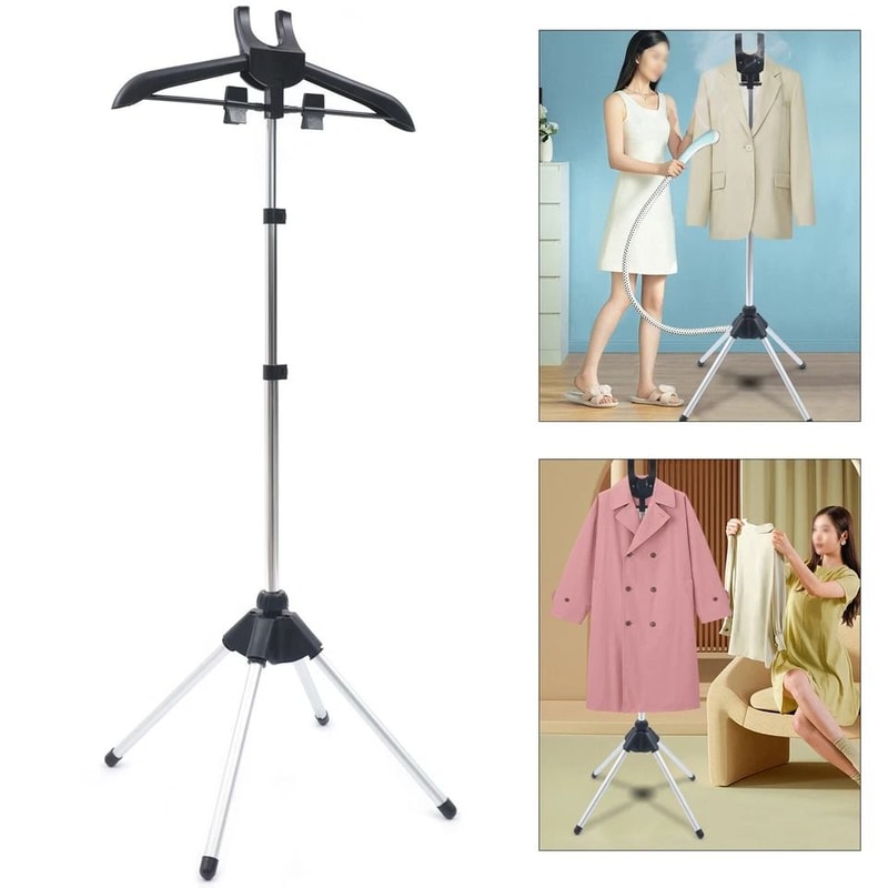 Adjustable Garment Hanger Drying Rack And Handheld Clothes Steamer Holder 1