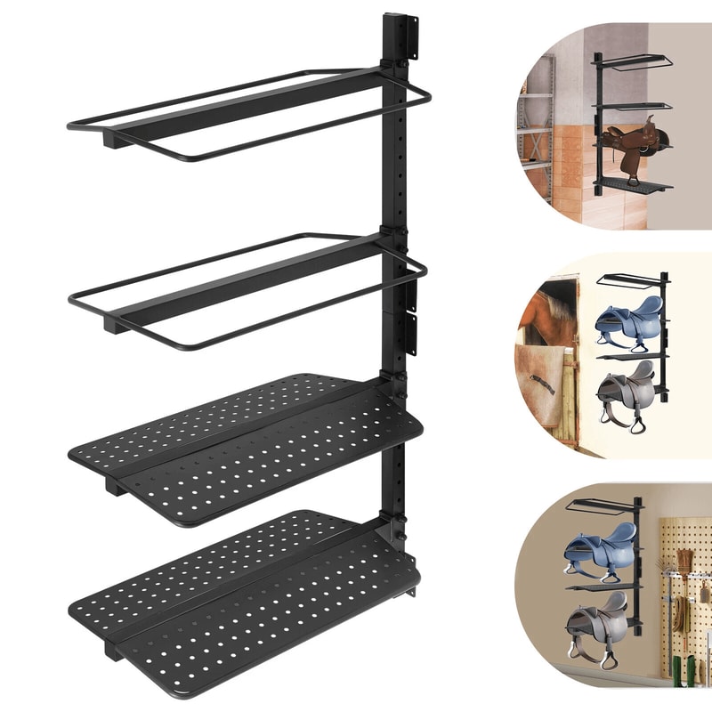 Tier Wall Mounted Steel Saddle Rack For Adjustable Horse Tack Storage 4