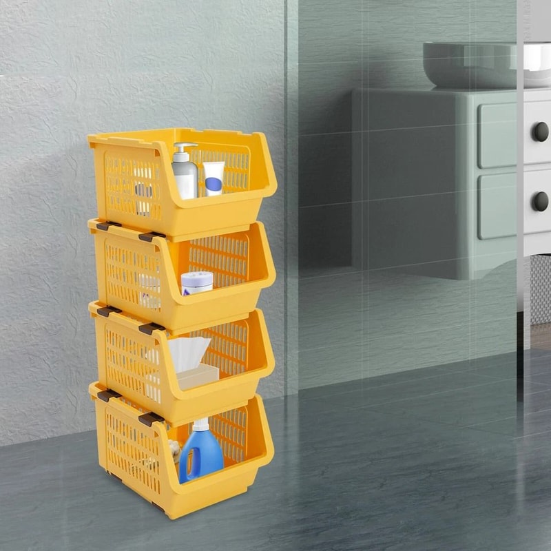 Stackable Organizer Baskets For Kitchen Closet Pantry Storage 0