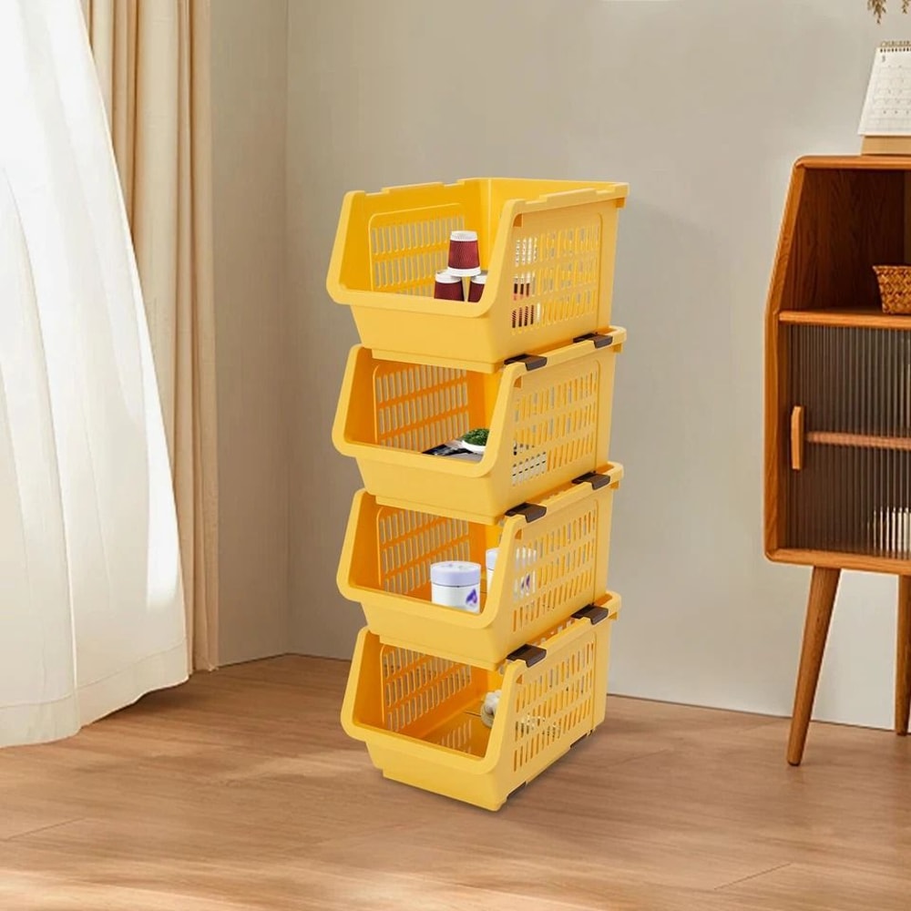 Stackable Organizer Baskets For Kitchen Closet Pantry Storage 7