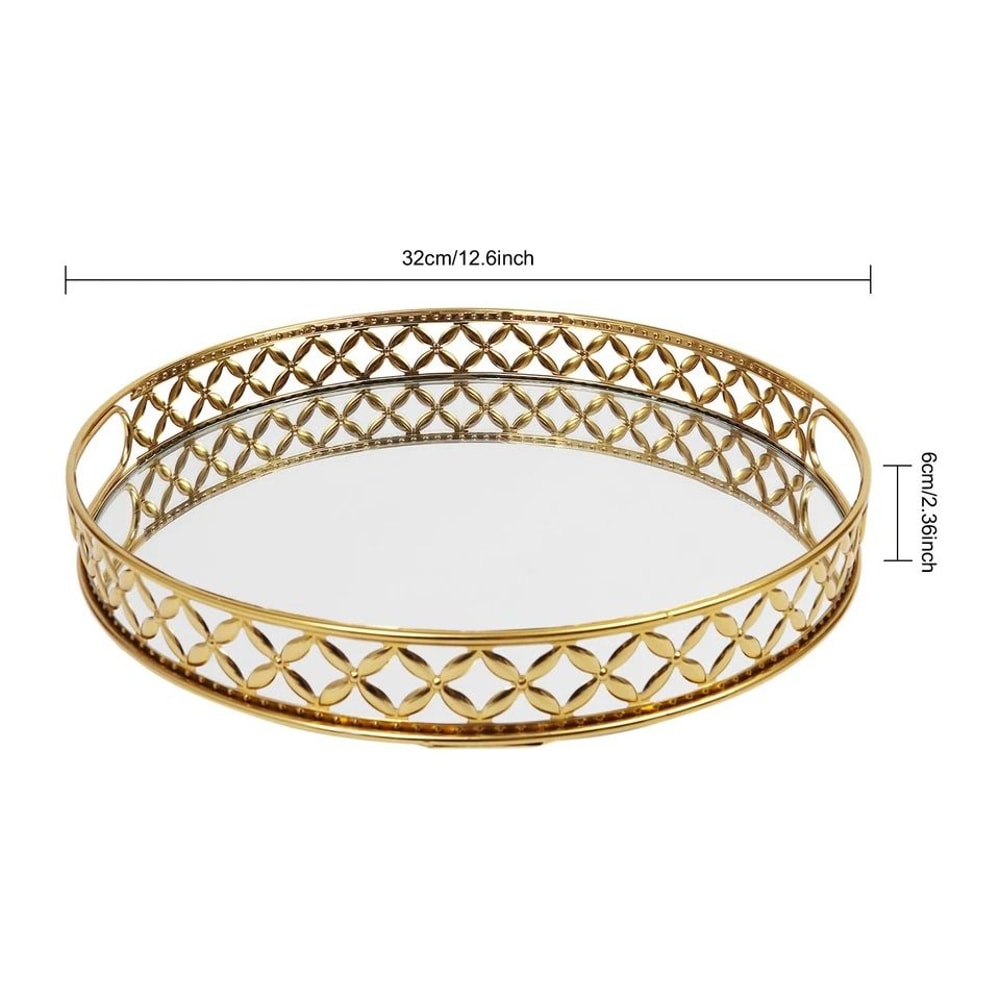 Gold Mirrored Vanity Tray With Handles For Bathroom Counter Decor 1