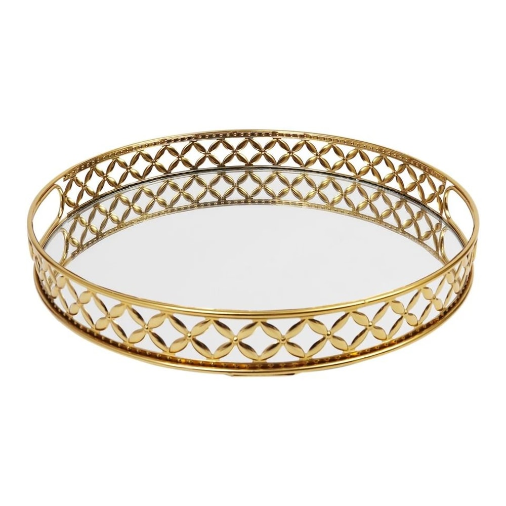 Gold Mirrored Vanity Tray With Handles For Bathroom Counter Decor 4