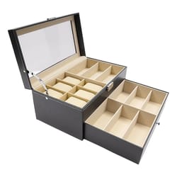 watch box organizer with sunglasses drawer and pu leather display case