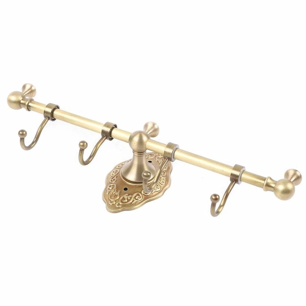 Vintage Brass Towel Rack With Wall Mounted Shelf 4