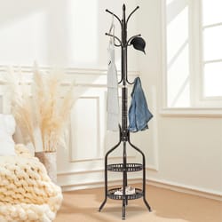 freestanding coat rack stand with hat bag hooks and space saving storage