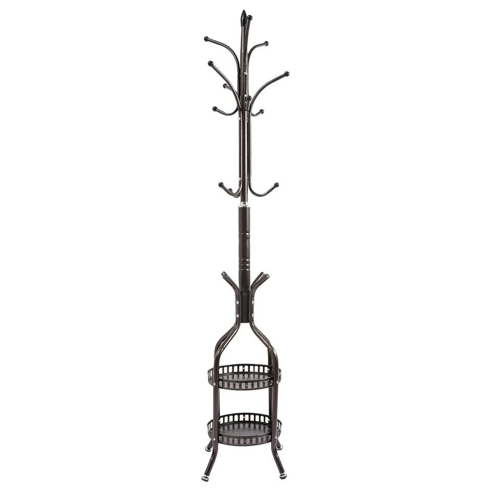 Freestanding Coat Rack Stand With Hat Bag Hooks And Space Saving Storage 2