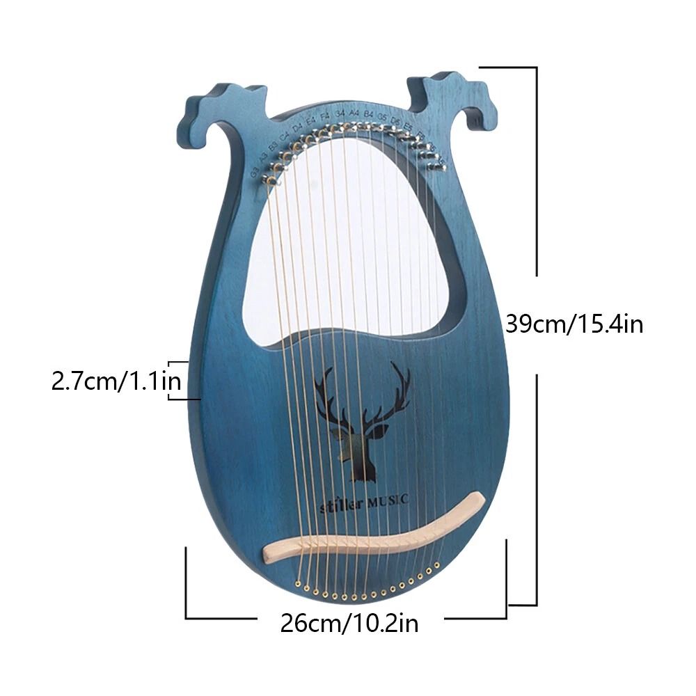 String Lyre Harp Solid Mahogany Beginner Harp With Tuning Wrench 1