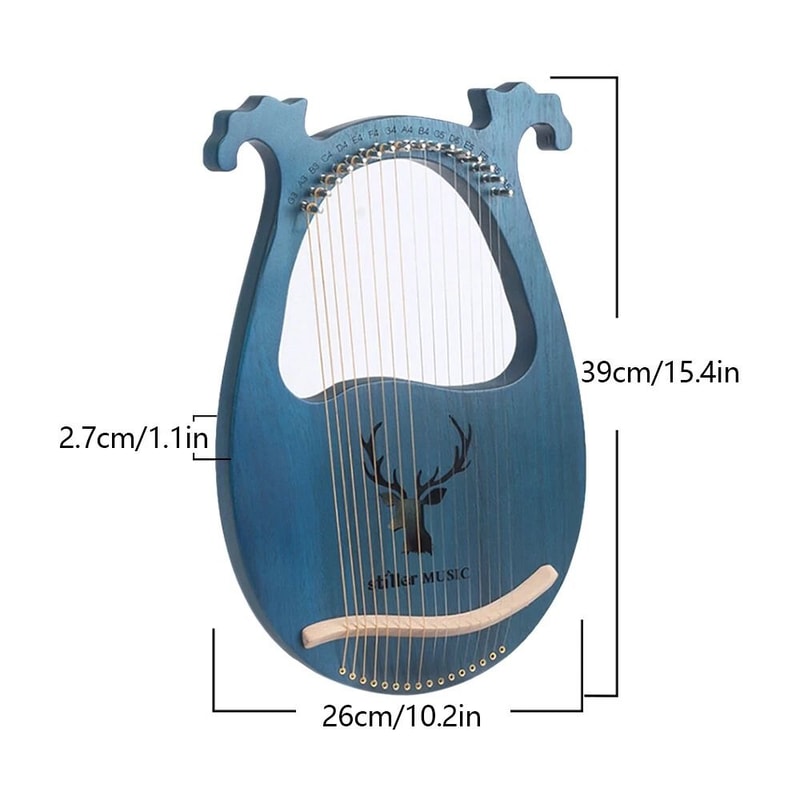 String Lyre Harp Solid Mahogany Beginner Harp With Tuning Wrench 1