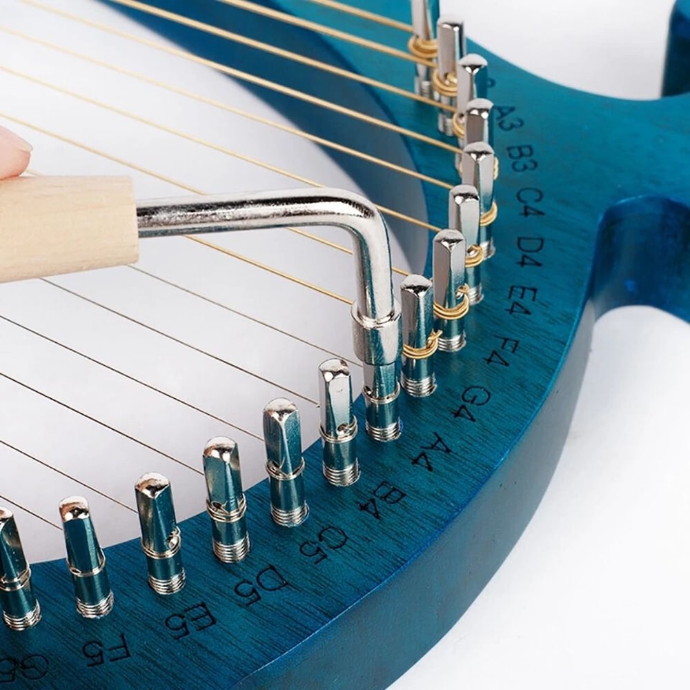 String Lyre Harp Solid Mahogany Beginner Harp With Tuning Wrench 5