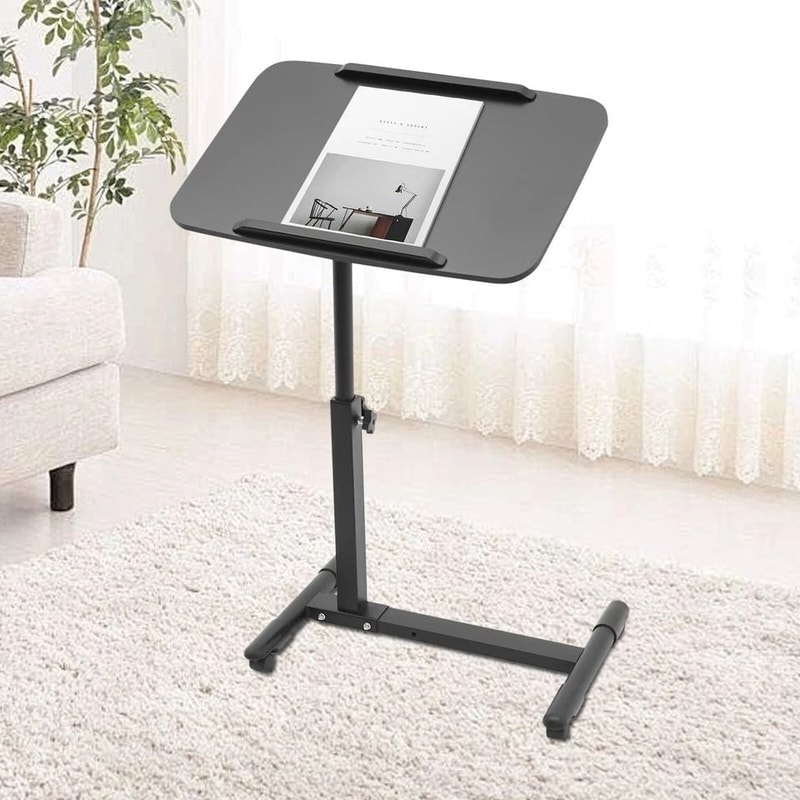 Adjustable Mobile Standing Desk Rolling Laptop Table For Bedside Work 0