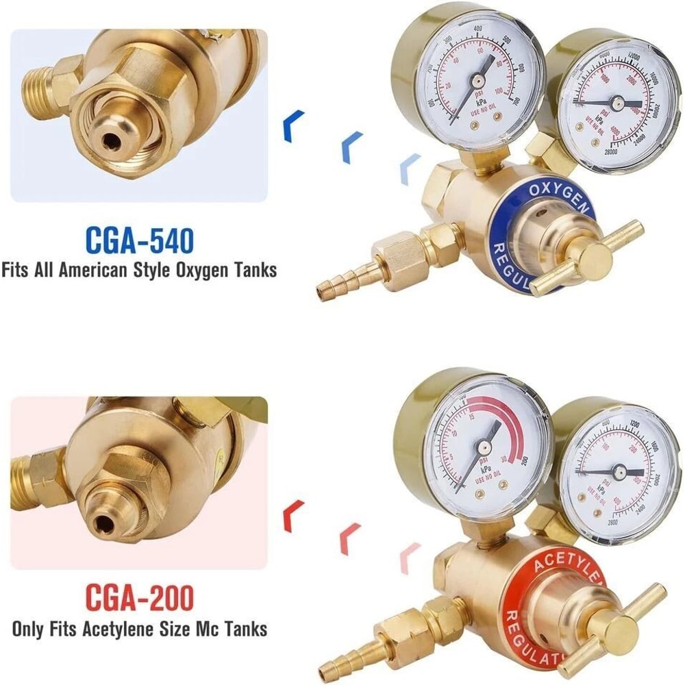 Oxygen Acetylene Regulator Set Dual Gauge Welding Gas Regulators 5