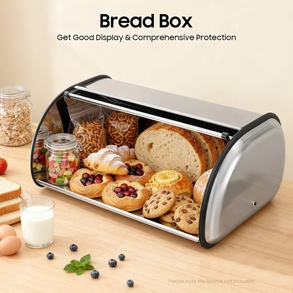 Stainless Steel Bread Box For Kitchen Counter Fresh Bread Storage Container 1