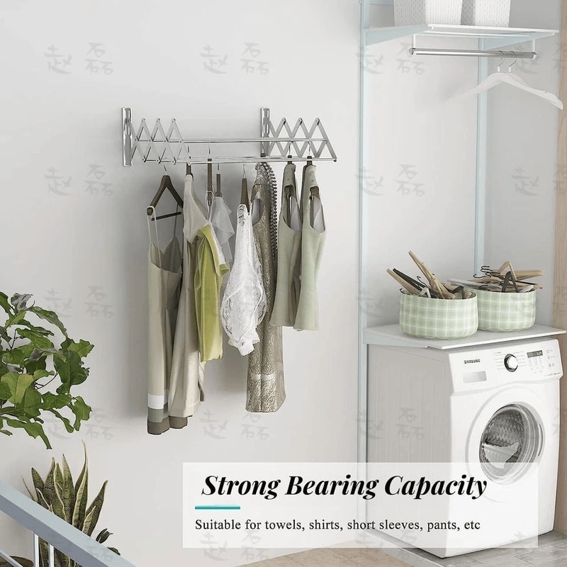 Wall Mounted Clothes Drying Rack Stainless Steel Retractable Laundry Rack 1