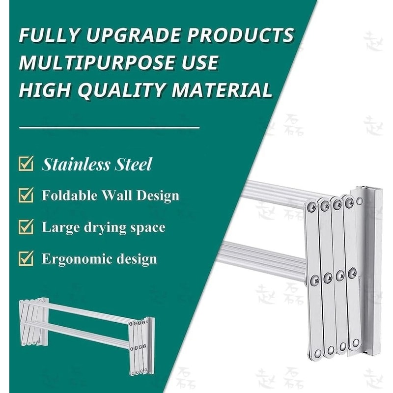 Wall Mounted Clothes Drying Rack Stainless Steel Retractable Laundry Rack 5
