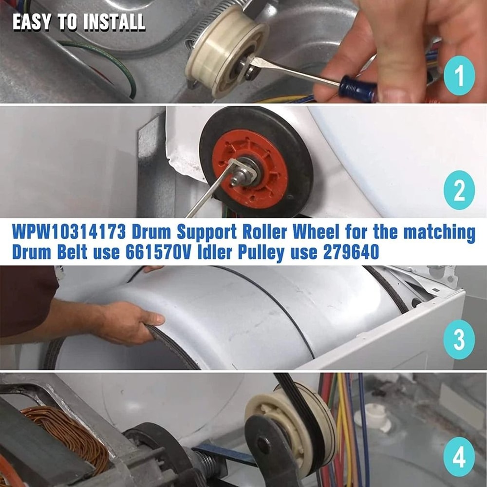 Premium Maytag Whirlpool Dryer Repair Kit With Idler Pulley Belt 6