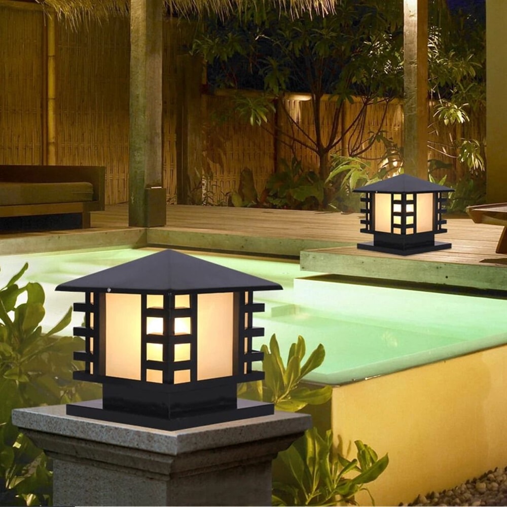 LED Garden Lantern Outdoor Pillar Light For Patio Pathway Landscape Decor 4