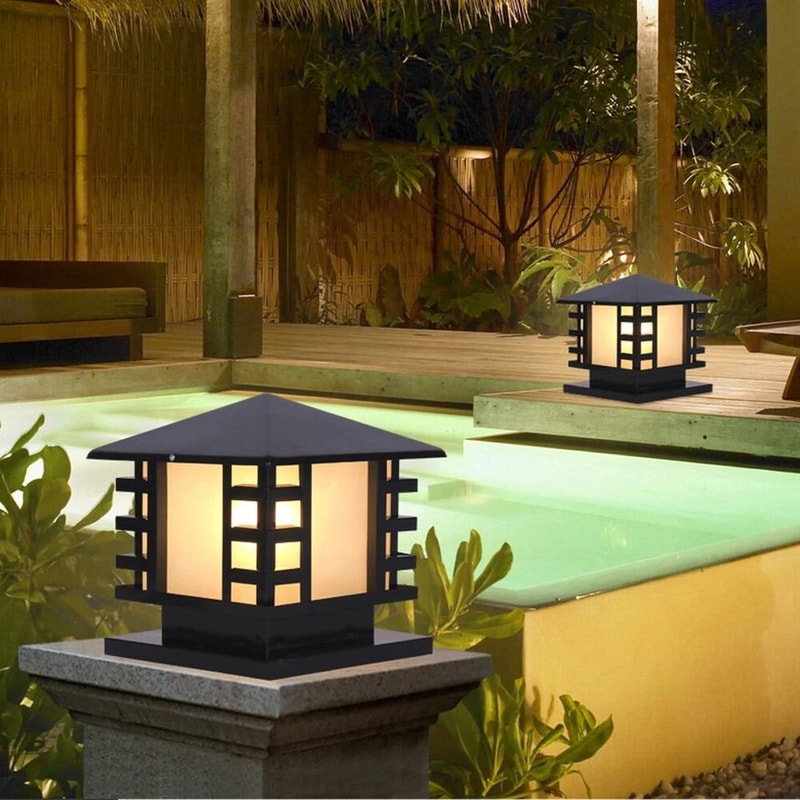 LED Garden Lantern Outdoor Pillar Light For Patio Pathway Landscape Decor 4