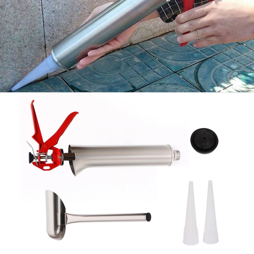 Mortar Pointing Gun Cement Grout Applicator Tool With Nozzles 1