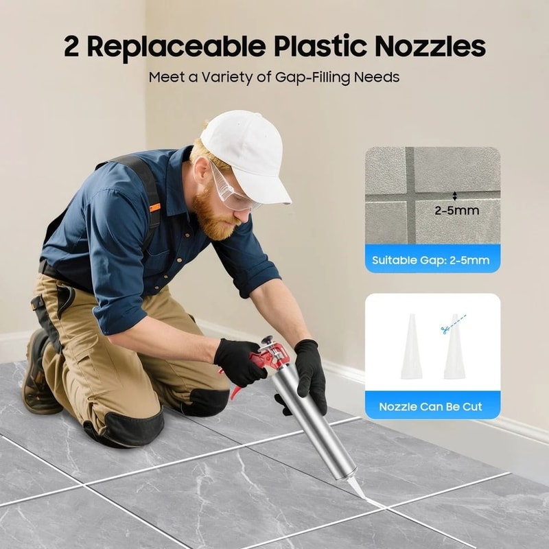 Mortar Pointing Gun Cement Grout Applicator Tool With Nozzles 9