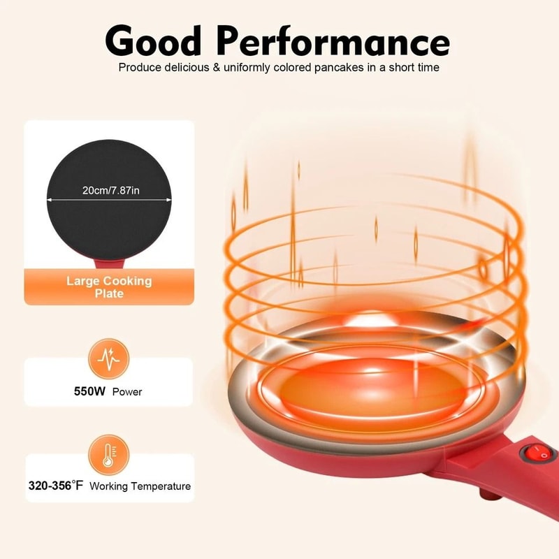 Electric Crepe Maker Non Stick Pancake Griddle For Easy Breakfasts 6