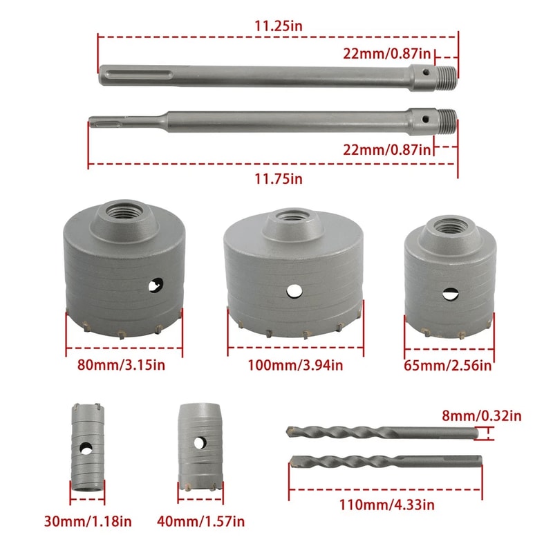 Oncrete Hole Saw Kit For Brick Cement Stone And Masonry Wall Drilling 2