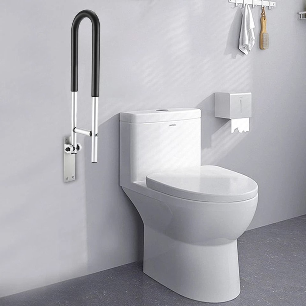 Folding Toilet Grab Bar Bathroom Safety Rail For Seniors And Handicap Support 0